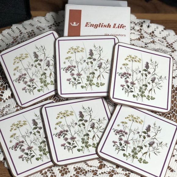 Vintage Coasters English Life Herbs made in England set of 6 - Picture 5 of 6